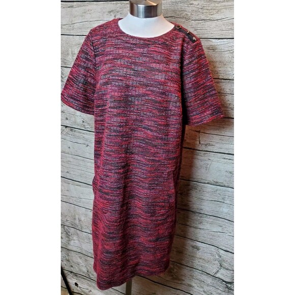 LOFT red pocketed tweed shift dress Size Large - Picture 2 of 9